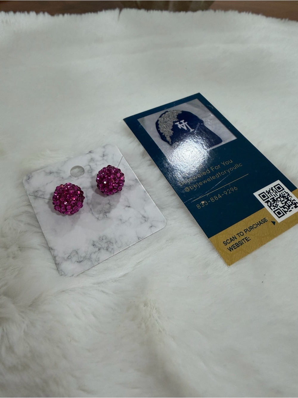 Pink Crystal Ball Stud Earrings -